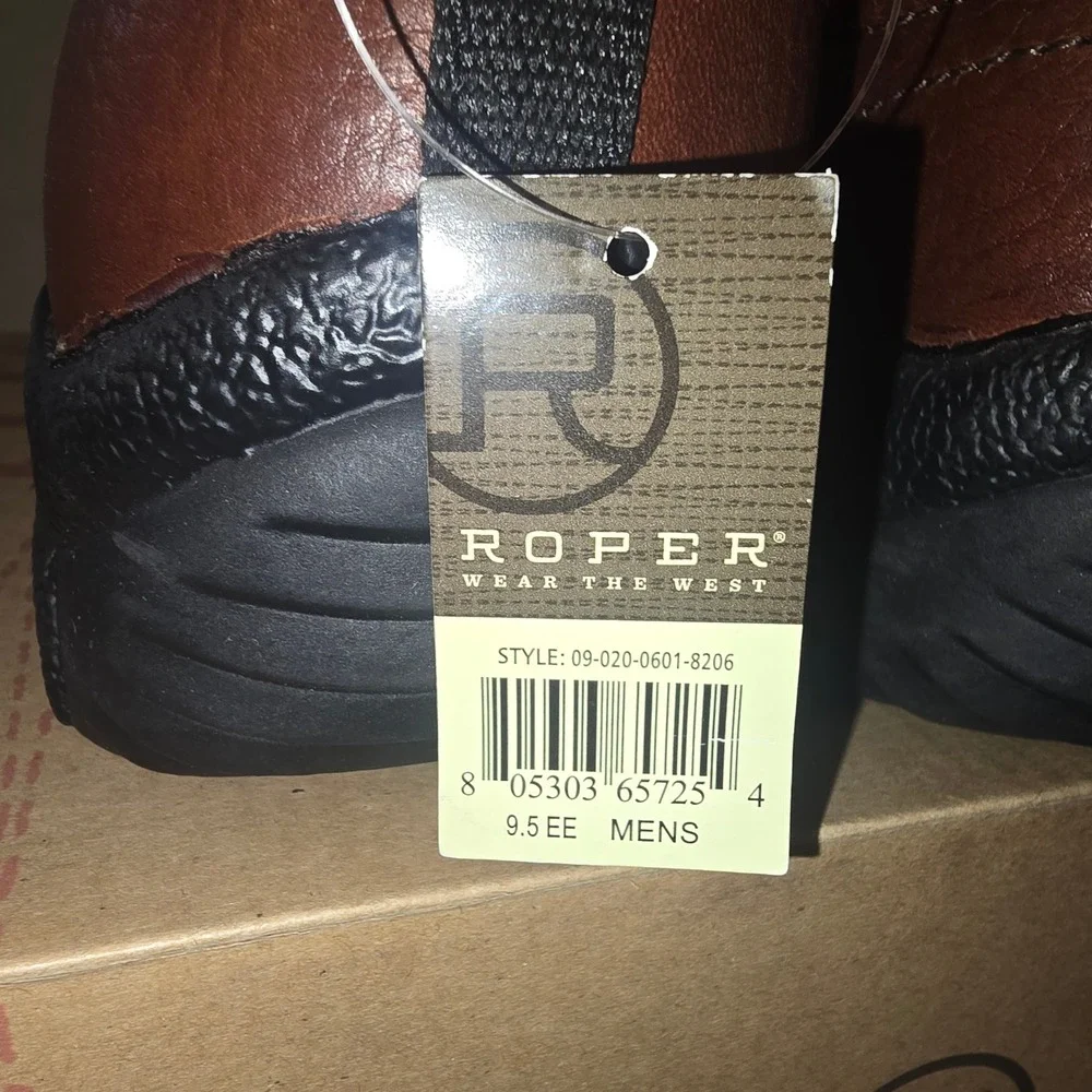 Roper Sport Slip On 9.5 EE Mens Bay Brown Leather Wide Performance Shoes